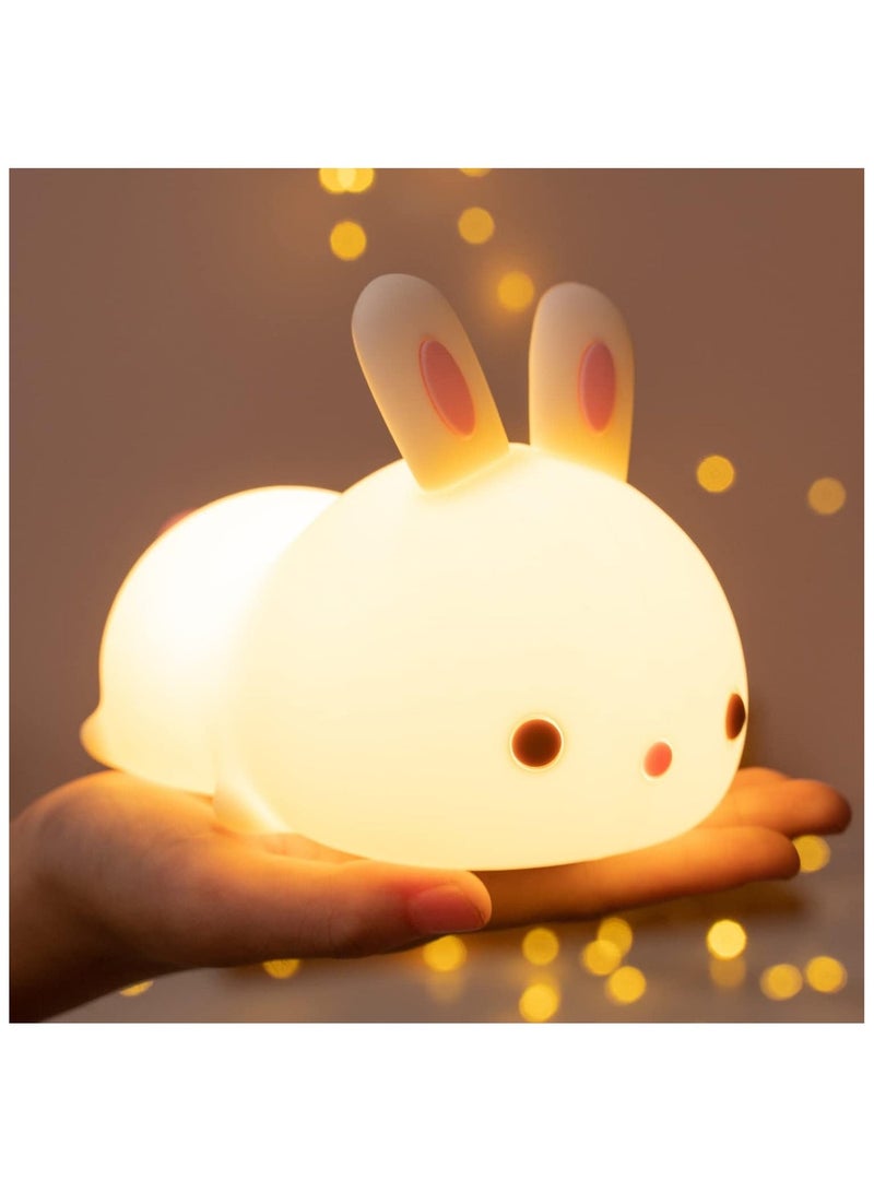 FEND فاندي ضوء الليل لطيف على شكل أرنب للأطفال، مصباح ليلي للأطفال في غرفة النوم، مصباح محمول من السيليكون مع بطارية LED - Image 1